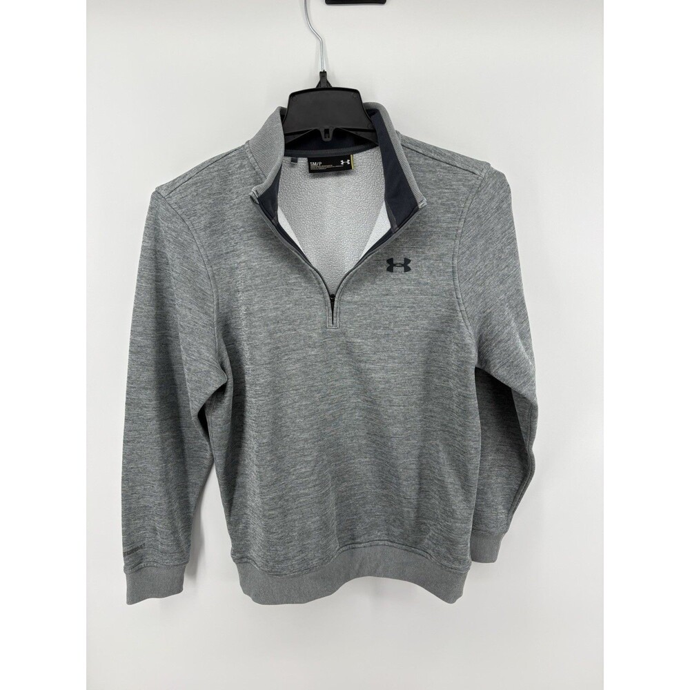 Under Armour Storm Cold Gear Sweater Fleece 1/4 Zip Gray Mock Neck Size Small